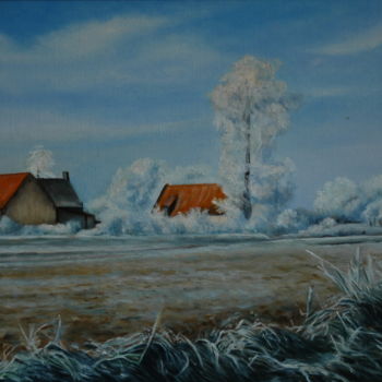Malerei mit dem Titel "GIVRE EN CAMPAGNE" von Yvette Matysiak, Original-Kunstwerk, Öl