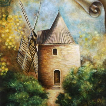 Painting titled "MOULIN DE GRIMAUD" by Yvette Matysiak, Original Artwork, Oil