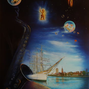 Painting titled "DUNKERQUE ET SES JO…" by Yvette Matysiak, Original Artwork, Oil