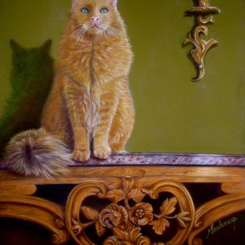 Peinture intitulée "Un chat de salon" par Maud Leclercq, Œuvre d'art originale, Pastel