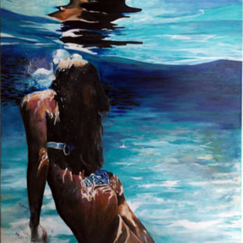 Картина под названием "reflet sous marin" - Maude Ovize, Подлинное произведение искусства, Масло