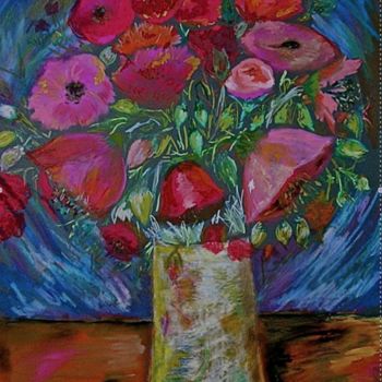 Pintura titulada "FLEURS ROUGE" por Maugau, Obra de arte original, Oleo