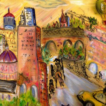 Pintura titulada "Ville un impossible…" por Maugau, Obra de arte original, Otro