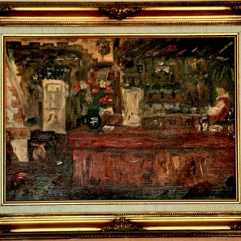 Painting titled "Bar de  l'Entract…" by Maugau, Original Artwork, Oil