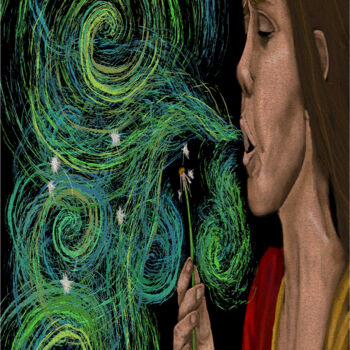Digitale Kunst mit dem Titel "Spring Spiral" von Maui, Original-Kunstwerk, Digitale Malerei