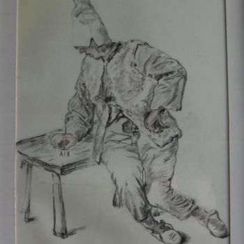 Dessin intitulée "Paysan faisant les…" par Jean-Louis Maurer, Œuvre d'art originale, Crayon