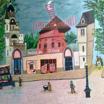 Painting titled "Moulin Rouge" by Maurice Bellolo, Original Artwork, Oil