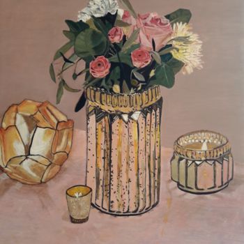 Painting titled "Le bouquet assorti" by Maurice Bellolo, Original Artwork, Oil Mounted on Wood Stretcher frame