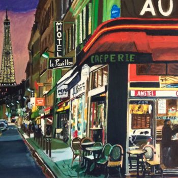 Painting titled "Paris ville lumière" by Maurice Bellolo, Original Artwork, Oil Mounted on Wood Stretcher frame