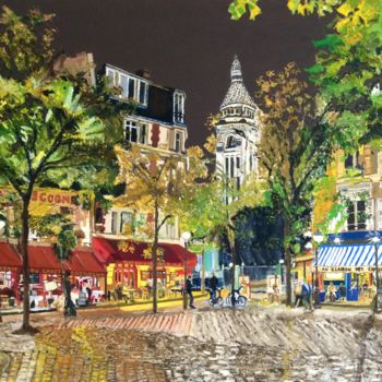 "Place des Artistes" başlıklı Tablo Maurice Bellolo tarafından, Orijinal sanat, Petrol Ahşap Sedye çerçevesi üzerine monte e…