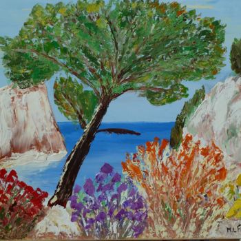 Painting titled "Calanque blanche" by Maurice Lucien Fus, Original Artwork, Oil
