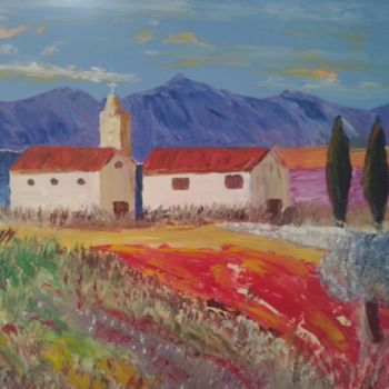 Peinture intitulée "Prieuré en Provence" par Maurice Lucien Fus, Œuvre d'art originale, Huile