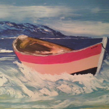 Peinture intitulée "Barque rose" par Maurice Lucien Fus, Œuvre d'art originale, Huile