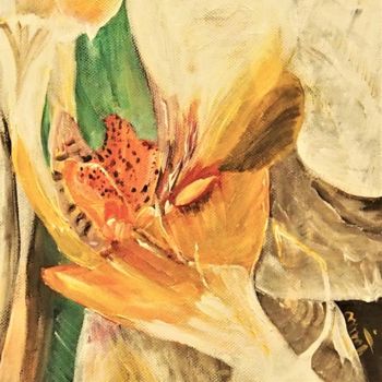 Pittura intitolato "Orchid 1" da Marcelle Jackotin, Opera d'arte originale, Acrilico Montato su Telaio per barella in legno