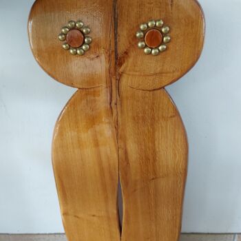 Скульптура под названием "Baphomette" - Maurice Kummer, Подлинное произведение искусства, Дерево