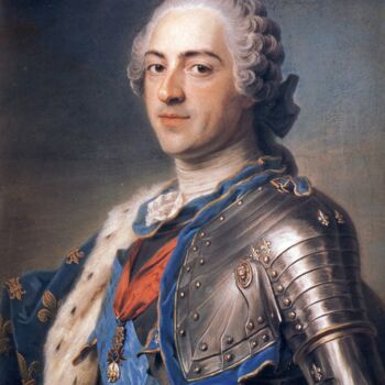 Disegno intitolato "Portrait de Louis XV" da Maurice Quentin De La Tour, Opera d'arte originale, Pastello