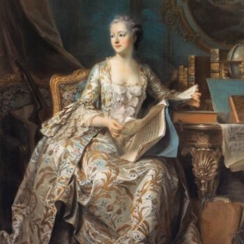 图画 标题为“Madame de Pompadour…” 由Maurice Quentin De La Tour, 原创艺术品, 粉彩