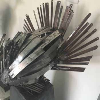 Sculpture titled "Dindon" by Moris, Original Artwork, Metals