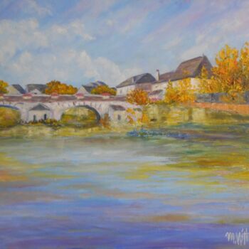 Painting titled "Le Pont à Châtillon…" by Maurice Vetier, Original Artwork, Oil