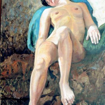 Painting titled "Le Model" by Maurice Fhima, Original Artwork, Oil