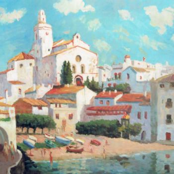 Malerei mit dem Titel "Cadaques" von Maurice Fhima, Original-Kunstwerk, Öl