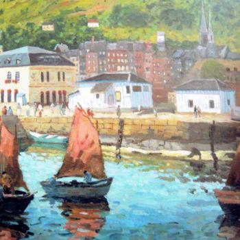 Painting titled "Depart a la peche (…" by Maurice Fhima, Original Artwork, Oil