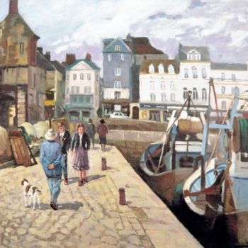 Painting titled "Balade à Honfleur" by Maurice Fhima, Original Artwork, Oil