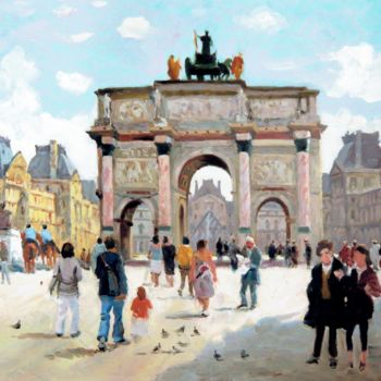 Painting titled "Jardin des Tuileries" by Maurice Fhima, Original Artwork, Oil