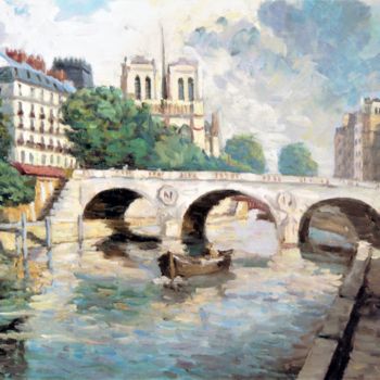 Painting titled "La Seine" by Maurice Fhima, Original Artwork, Oil