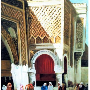 Painting titled "Porte Mansour (Mekn…" by Maurice Fhima, Original Artwork, Oil