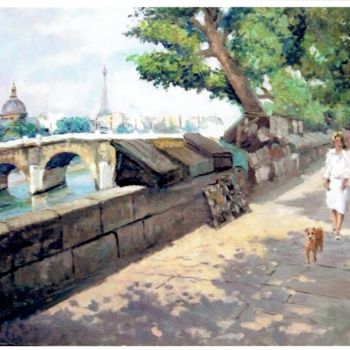 Painting titled "Promenade Sur Les Q…" by Maurice Fhima, Original Artwork, Oil