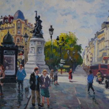 Malerei mit dem Titel "Place de la Republi…" von Maurice Fhima, Original-Kunstwerk, Öl
