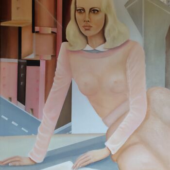 Malerei mit dem Titel "L'étudiante" von Mauricette Henot, Original-Kunstwerk, Öl