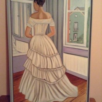 Peinture intitulée "Gaëlle au miroir" par Mauricette Henot, Œuvre d'art originale, Huile