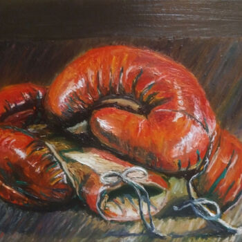 Pintura titulada "Red boxing gloves o…" por Mauricio Palma, Obra de arte original, Oleo