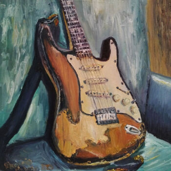 Peinture intitulée "Fender Stratocaster…" par Mauricio Palma, Œuvre d'art originale, Huile