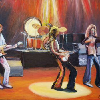 Painting titled "Led Zeppelin Playin…" by Mauricio Palma, Original Artwork, Oil
