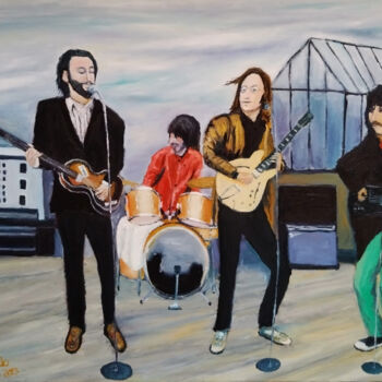 Malerei mit dem Titel "The Beatles at the…" von Mauricio Palma, Original-Kunstwerk, Öl