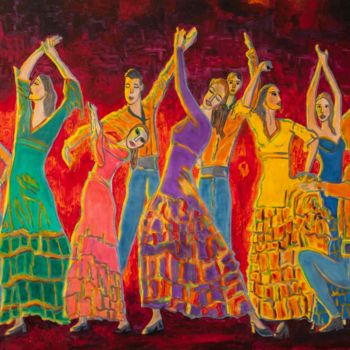 Painting titled "Flamenco dance." by Mauricio Galarza Madrid, Original Artwork, Oil