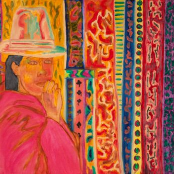 Malerei mit dem Titel "Vendor of looms." von Mauricio Galarza Madrid, Original-Kunstwerk, Öl