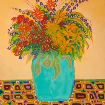 Pintura titulada "Floral 5" por Mauricio Galarza Madrid, Obra de arte original, Oleo