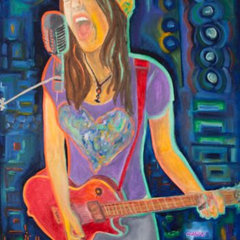 Painting titled "The singer." by Mauricio Galarza Madrid, Original Artwork, Oil