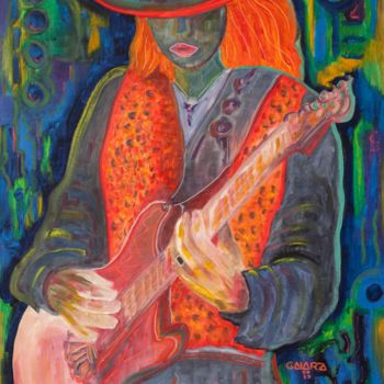 Painting titled "Guitarrist." by Mauricio Galarza Madrid, Original Artwork, Oil