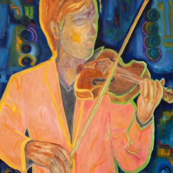 Painting titled "Violinist." by Mauricio Galarza Madrid, Original Artwork, Oil