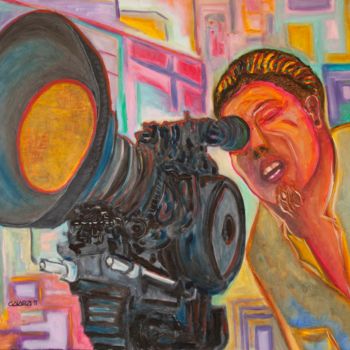 Malerei mit dem Titel "The filmmaker." von Mauricio Galarza Madrid, Original-Kunstwerk, Öl
