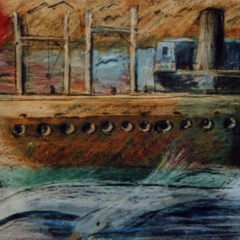 Malerei mit dem Titel "La nave e il gabbia…" von Maurizio Aprea, Original-Kunstwerk, Pastell