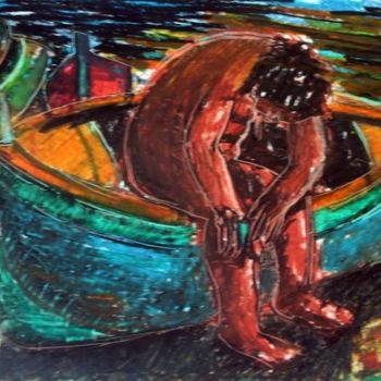 Painting titled "Pescatore stanco" by Maurizio Aprea, Original Artwork, Pastel