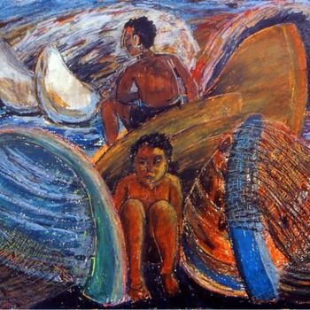 Painting titled "Dopo la pesca - 2" by Maurizio Aprea, Original Artwork, Pastel