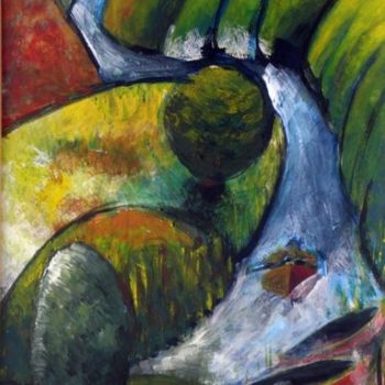 Pittura intitolato "Giù per il torrente" da Maurizio Aprea, Opera d'arte originale, Acrilico