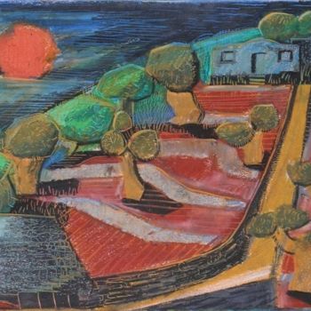 Pittura intitolato "Notte in Puglia" da Maurizio Aprea, Opera d'arte originale, Pastello